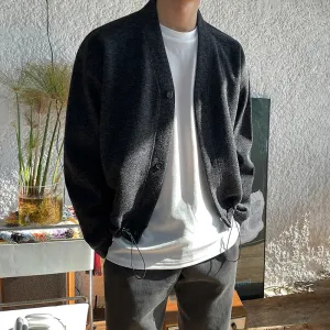 Aidase 2024 New Autumn Winter Men V-neck Knitted Coats Male Solid Color Sweater Jackets Mens Casual V-Neck Cardigan Overcoats