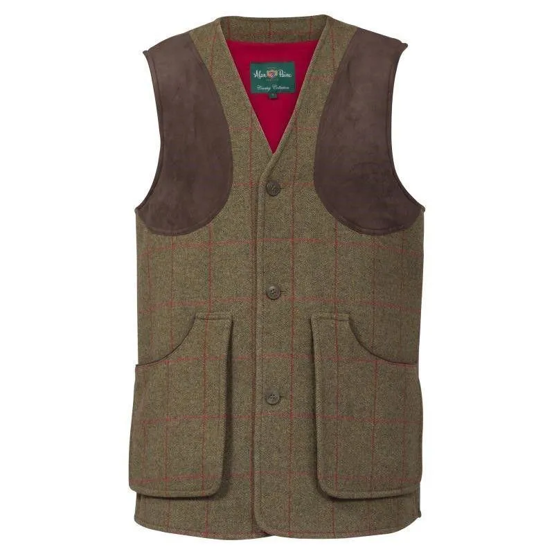Alan Paine Combrook Men Tweed Shooting Waistcoat - Sage