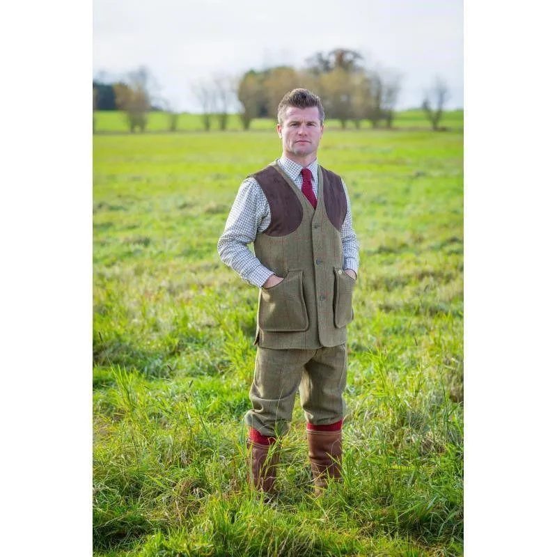 Alan Paine Combrook Men Tweed Shooting Waistcoat - Sage