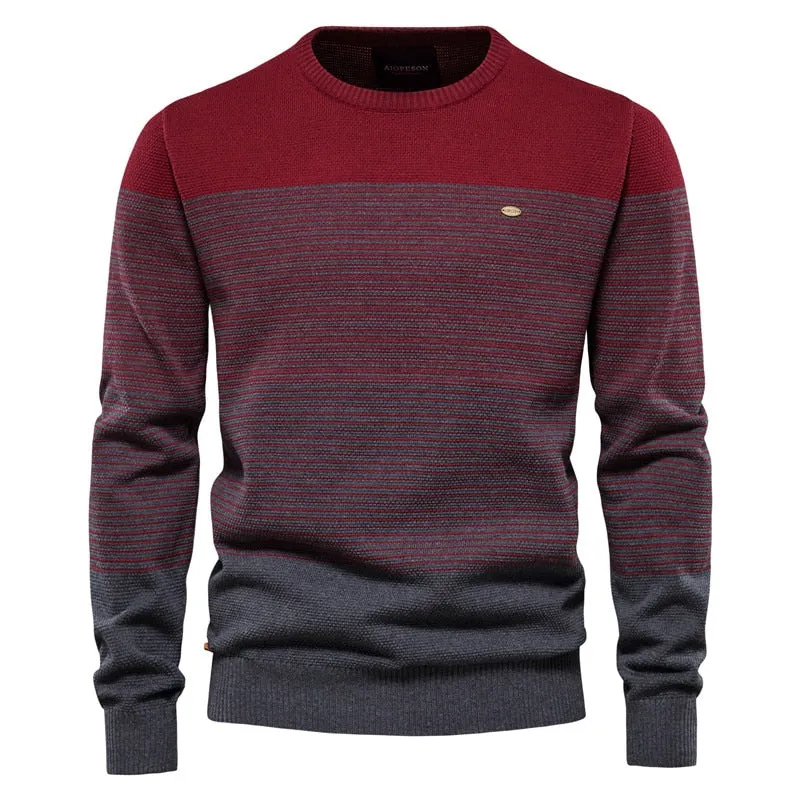 Angelo Ricci™ Casual O-Neck Cotton Knitted Sweater Pullover