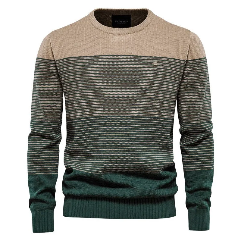 Angelo Ricci™ Casual O-Neck Cotton Knitted Sweater Pullover