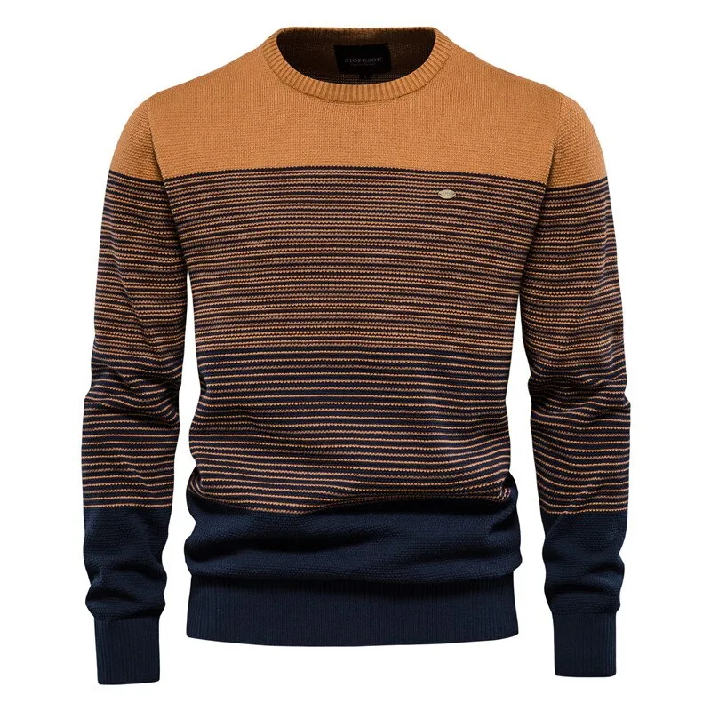 Angelo Ricci™ Casual O-Neck Cotton Knitted Sweater Pullover
