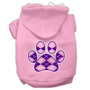 Argyle Paw Purple Screen Print Pet Hoodies Light Pink Size XXXL (20)