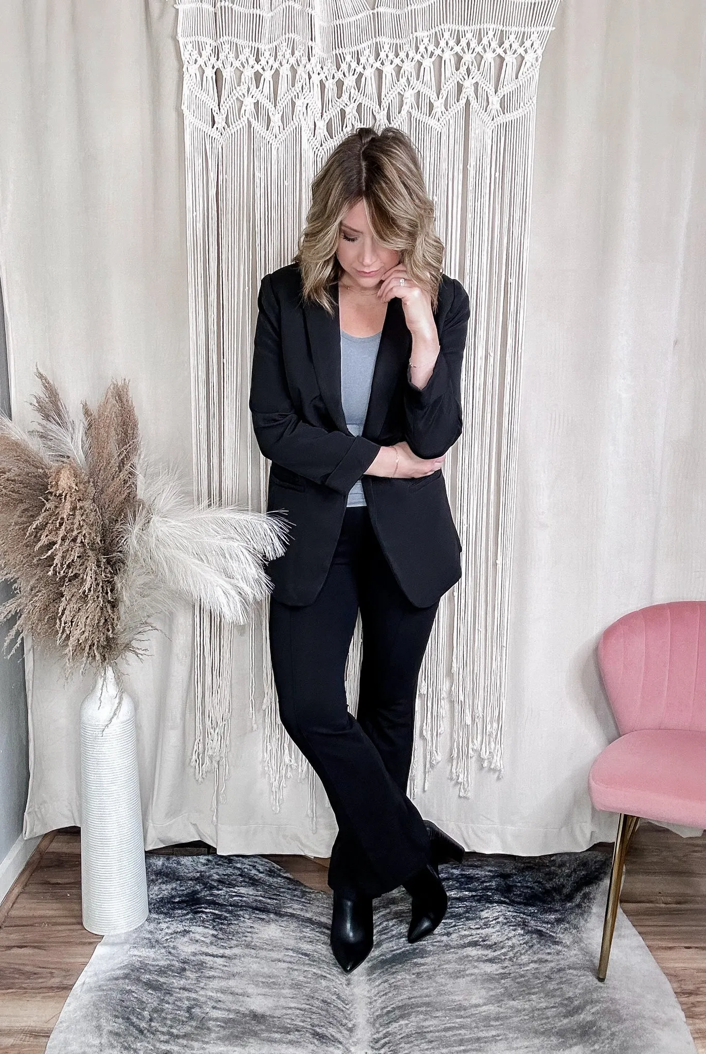 Black Lizzy Open Front Blazer