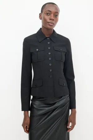 Black Wool Cargo Jacket
