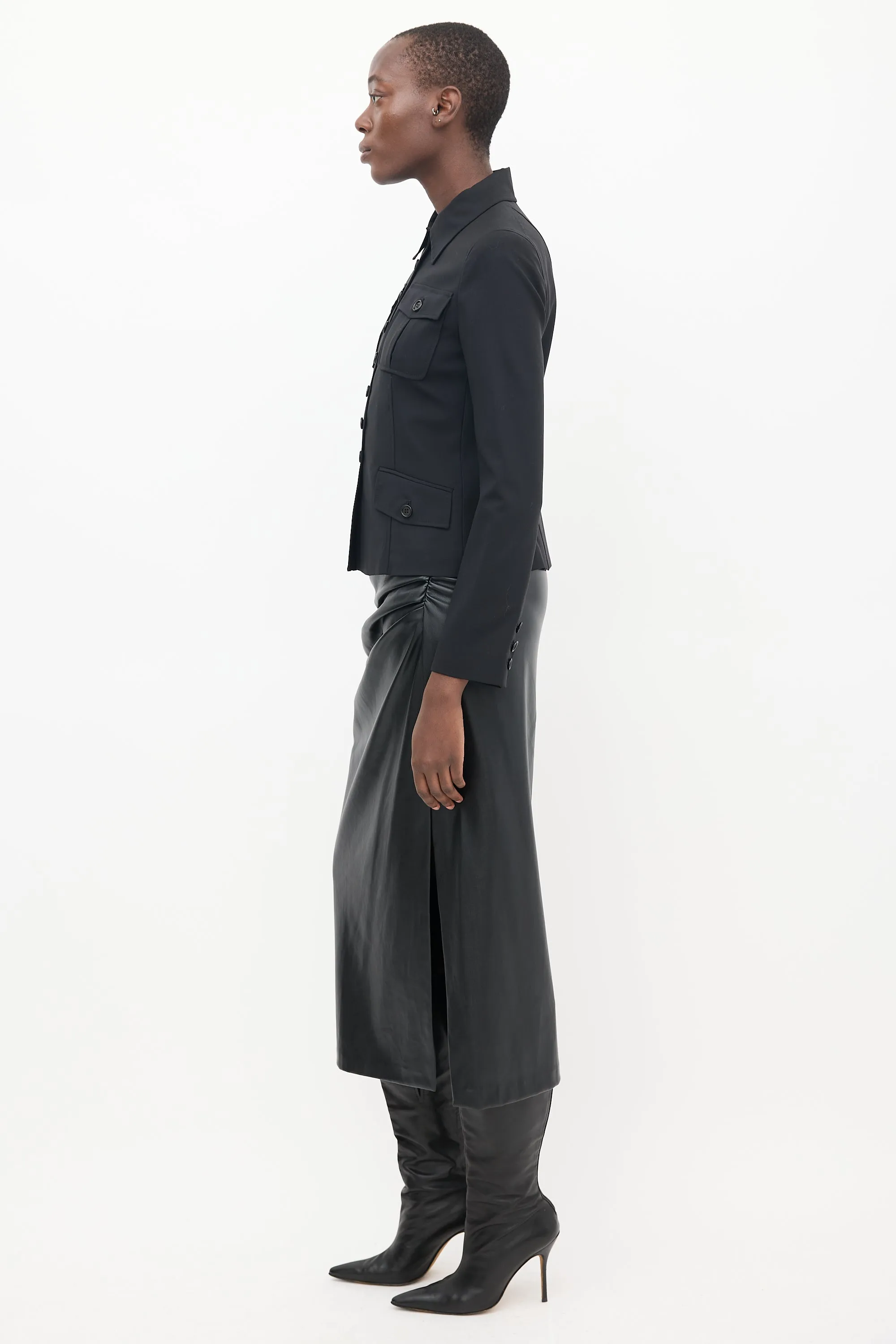 Black Wool Cargo Jacket
