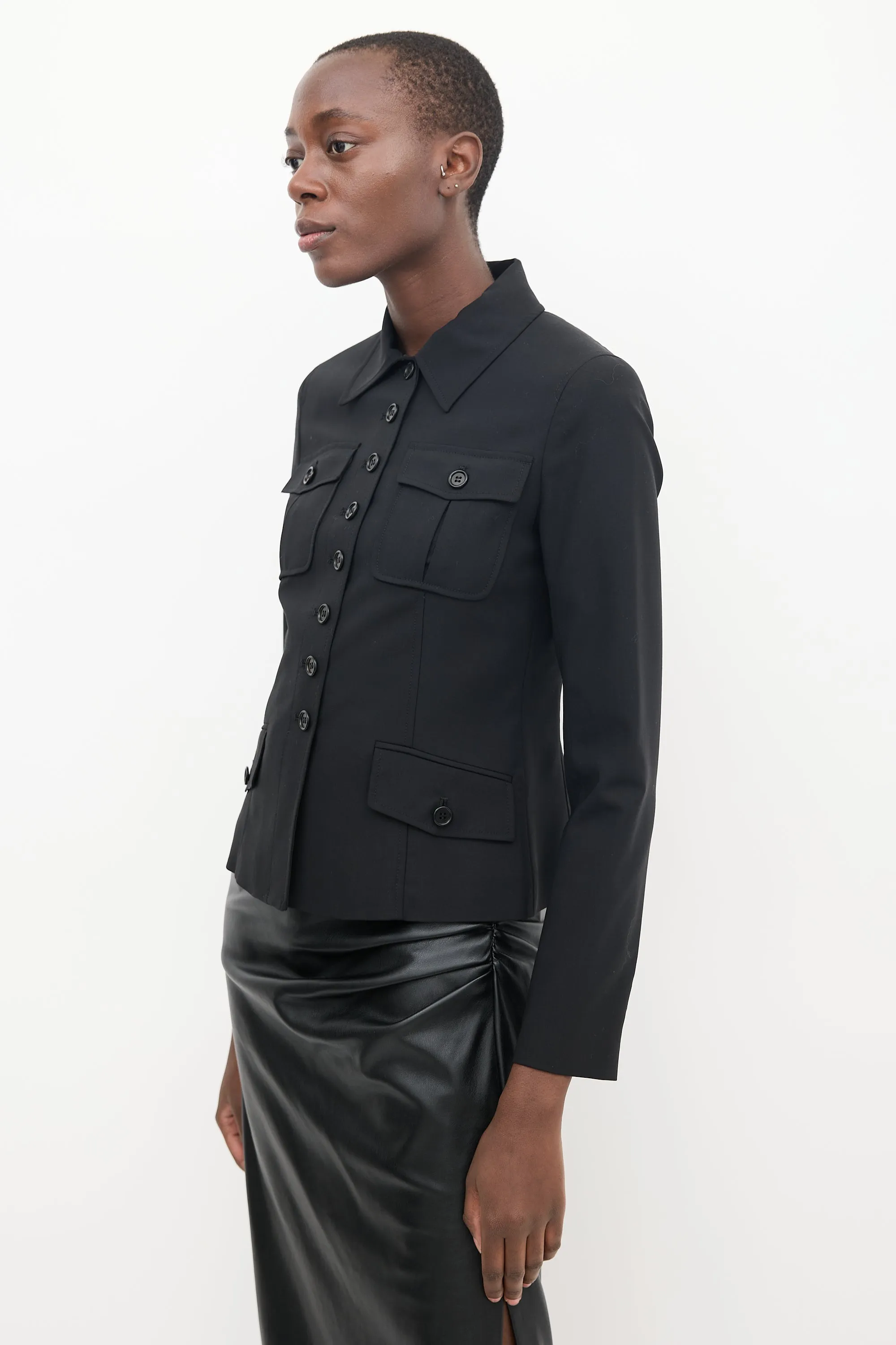 Black Wool Cargo Jacket