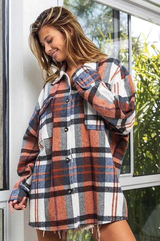 Bohemian Plaid Cozy Oversized Flannel Shirt