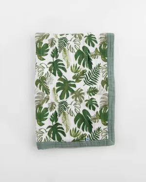 Cotton Muslin Baby Blanket - Tropical Leaf *