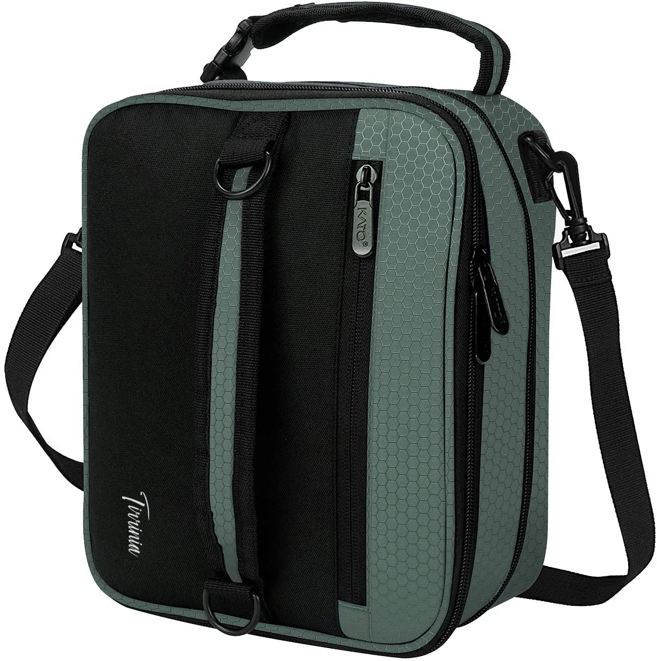 Expandable Insulated Lunch Bag, Leakproof Flat Lunch Cooler Tote with Shoulder Strap for Men and Women, Suitable for Work & Office by Tirrinia, Grey