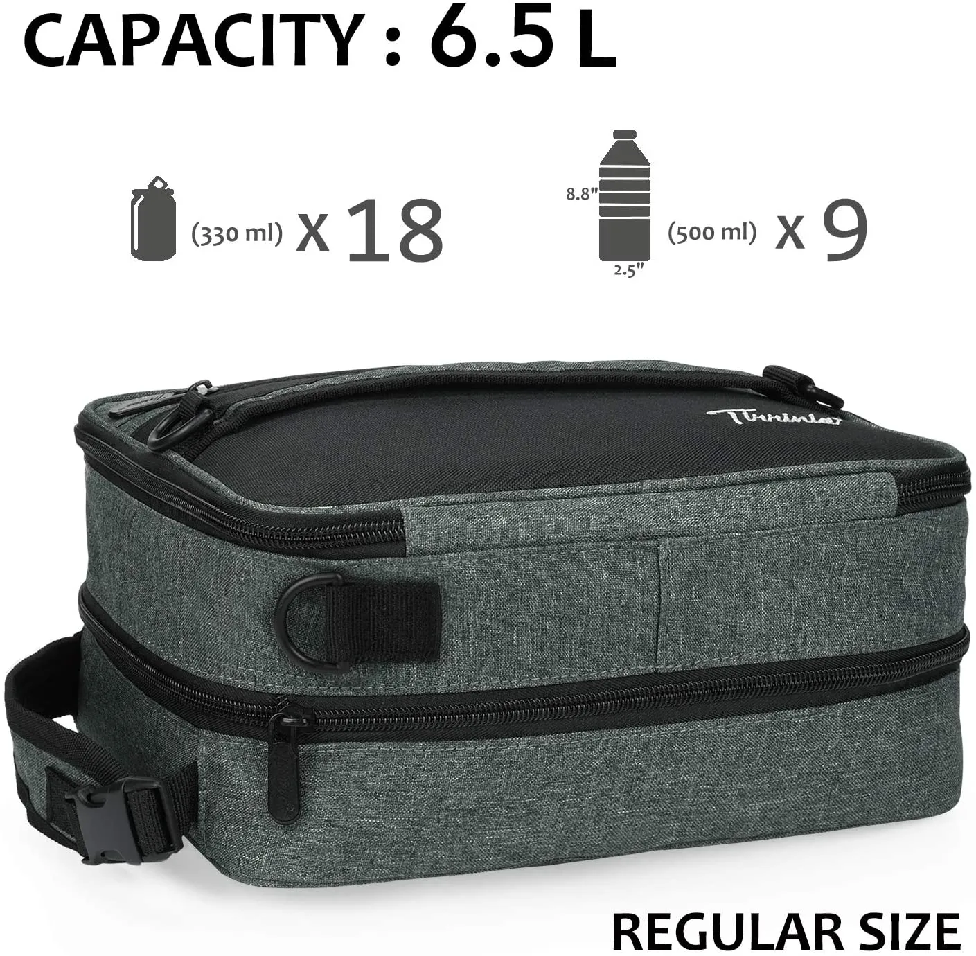 Expandable Insulated Lunch Bag, Leakproof Flat Lunch Cooler Tote with Shoulder Strap for Men and Women, Suitable for Work & Office by Tirrinia, Grey