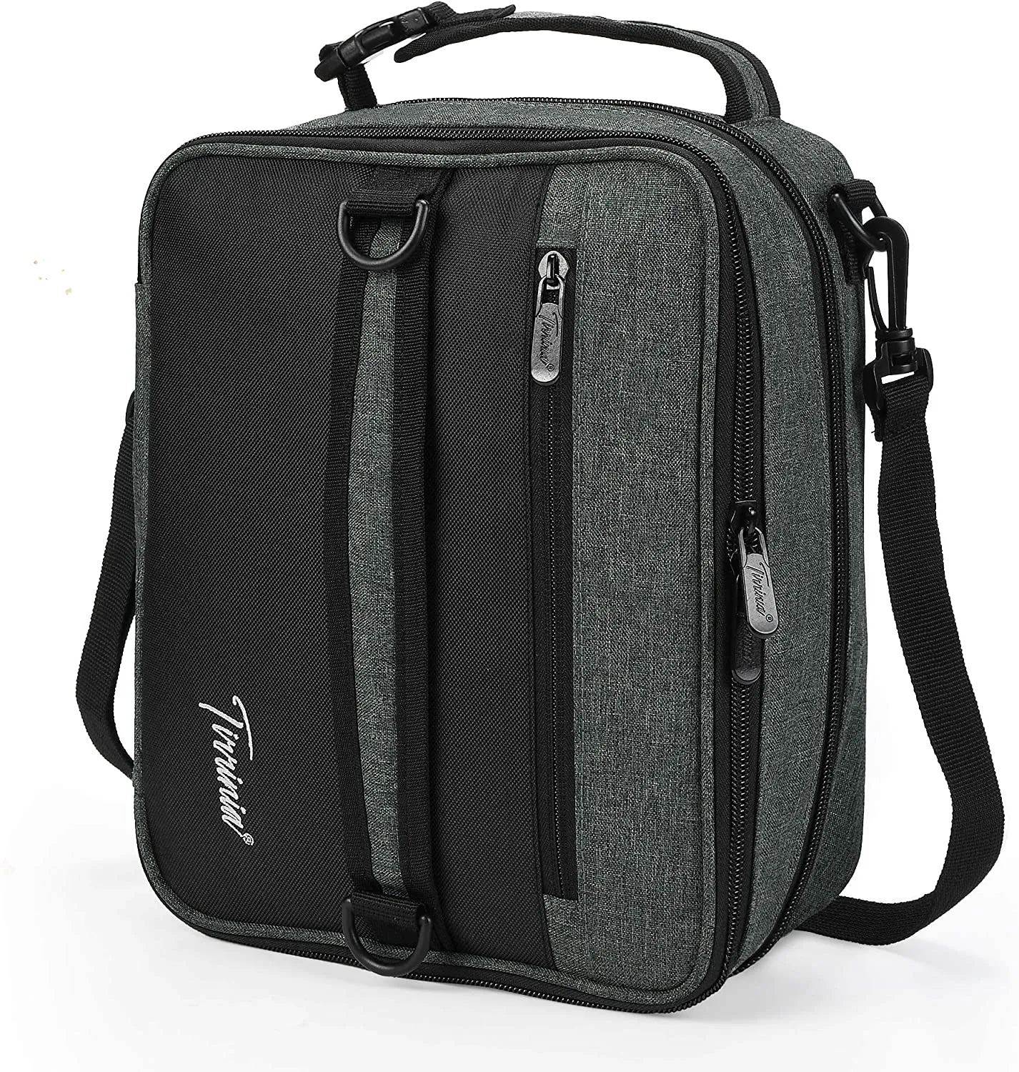 Expandable Insulated Lunch Bag, Leakproof Flat Lunch Cooler Tote with Shoulder Strap for Men and Women, Suitable for Work & Office by Tirrinia, Grey