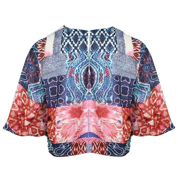 GIRLS CHIFFON PRINT BLOUSE - MULTI-COLOR