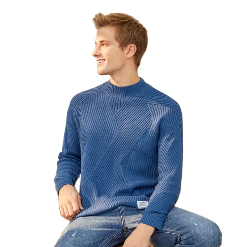 Half-neck Sweater Men Lazy Style 2021 Winter New Man Korean Top Knitted Sweater Male