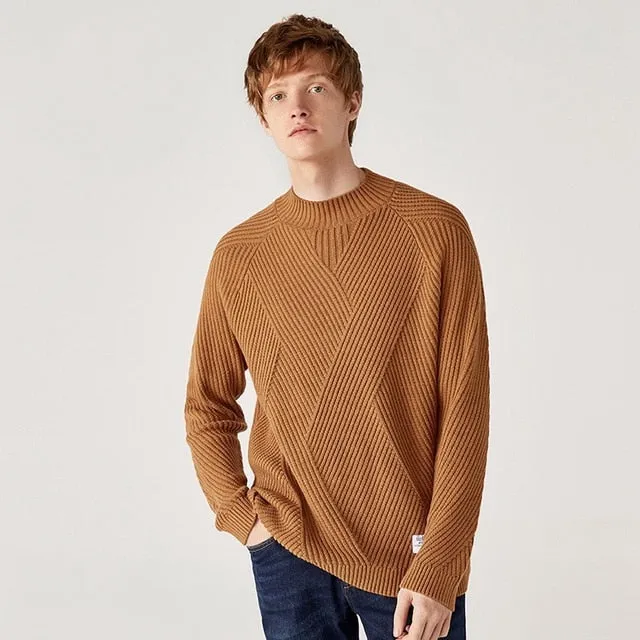 Half-neck Sweater Men Lazy Style 2021 Winter New Man Korean Top Knitted Sweater Male