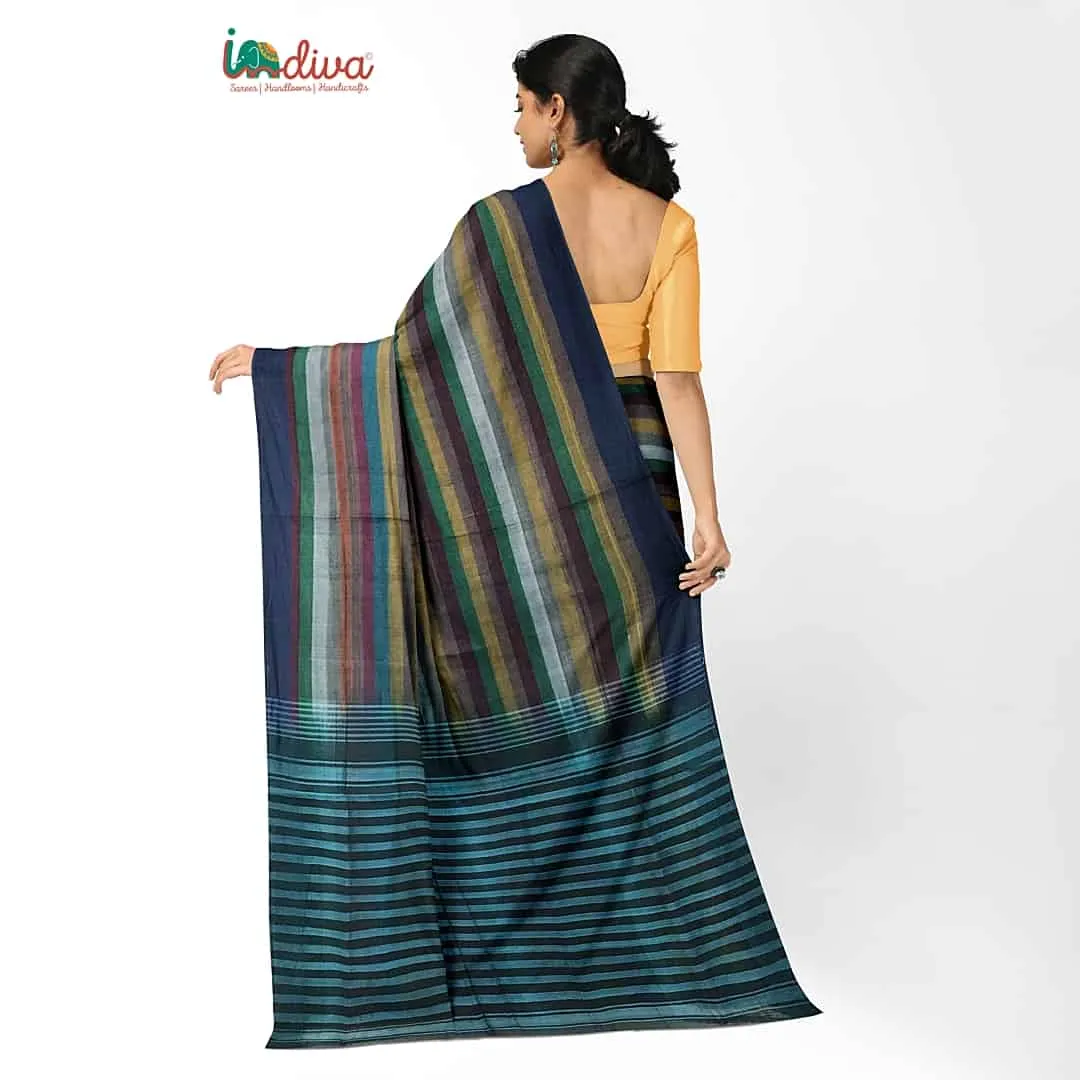 Handwoven Green Adampalli Cotton Saree