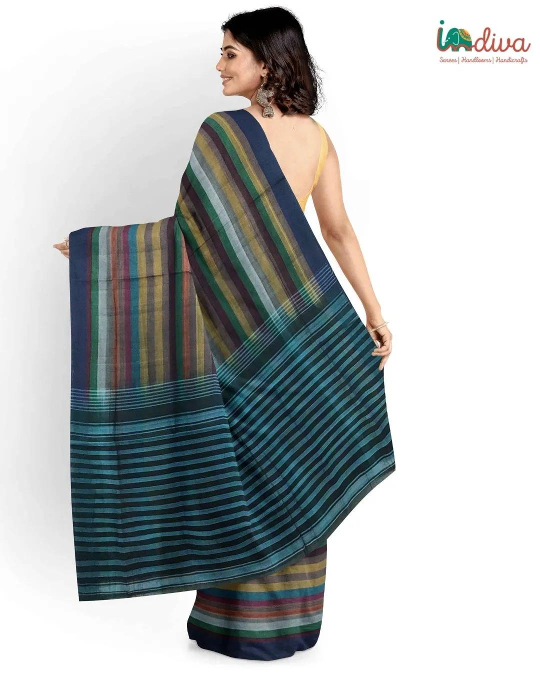 Handwoven Green Adampalli Cotton Saree