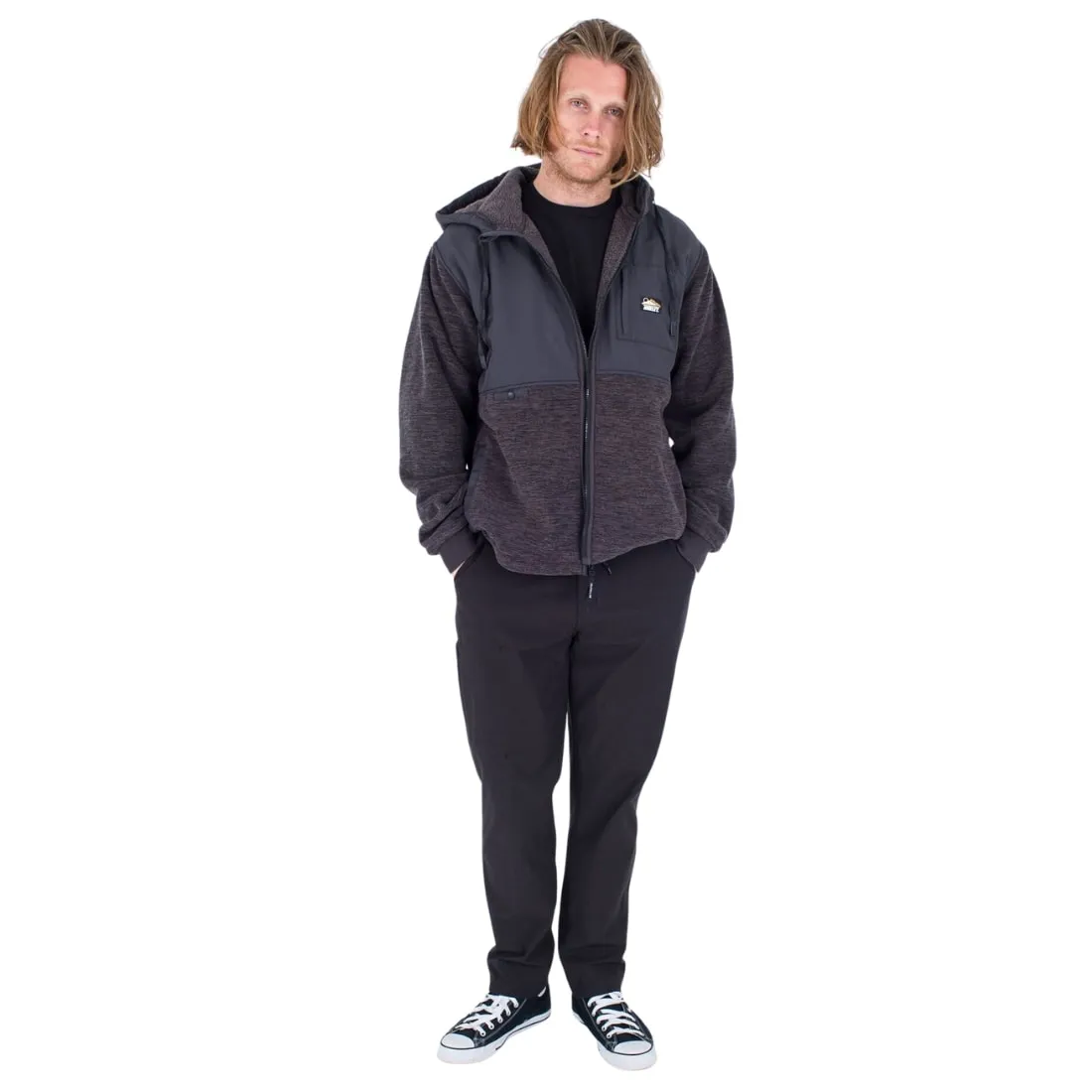 Hurley Huron Burrito Full Zip Fleece - Dark Stone Grey