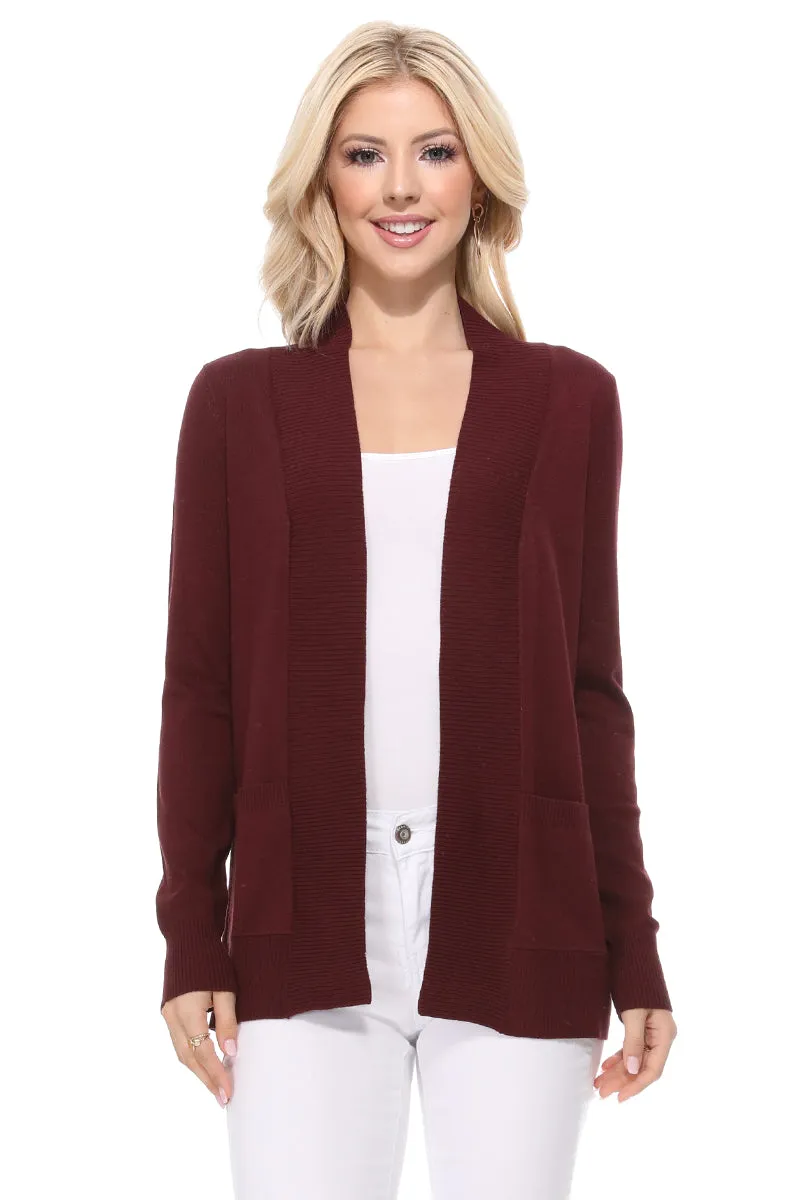 Long Sleeve Open Front Knit Shrug w/ Pocket Cardigan Sweater MK8558 (S-XL)