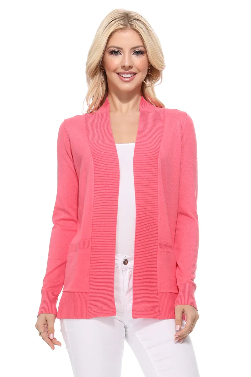 Long Sleeve Open Front Knit Shrug w/ Pocket Cardigan Sweater MK8558 (S-XL)