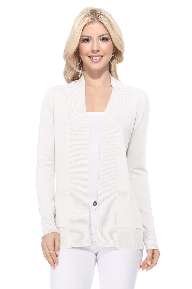 Long Sleeve Open Front Knit Shrug w/ Pocket Cardigan Sweater MK8558 (S-XL)