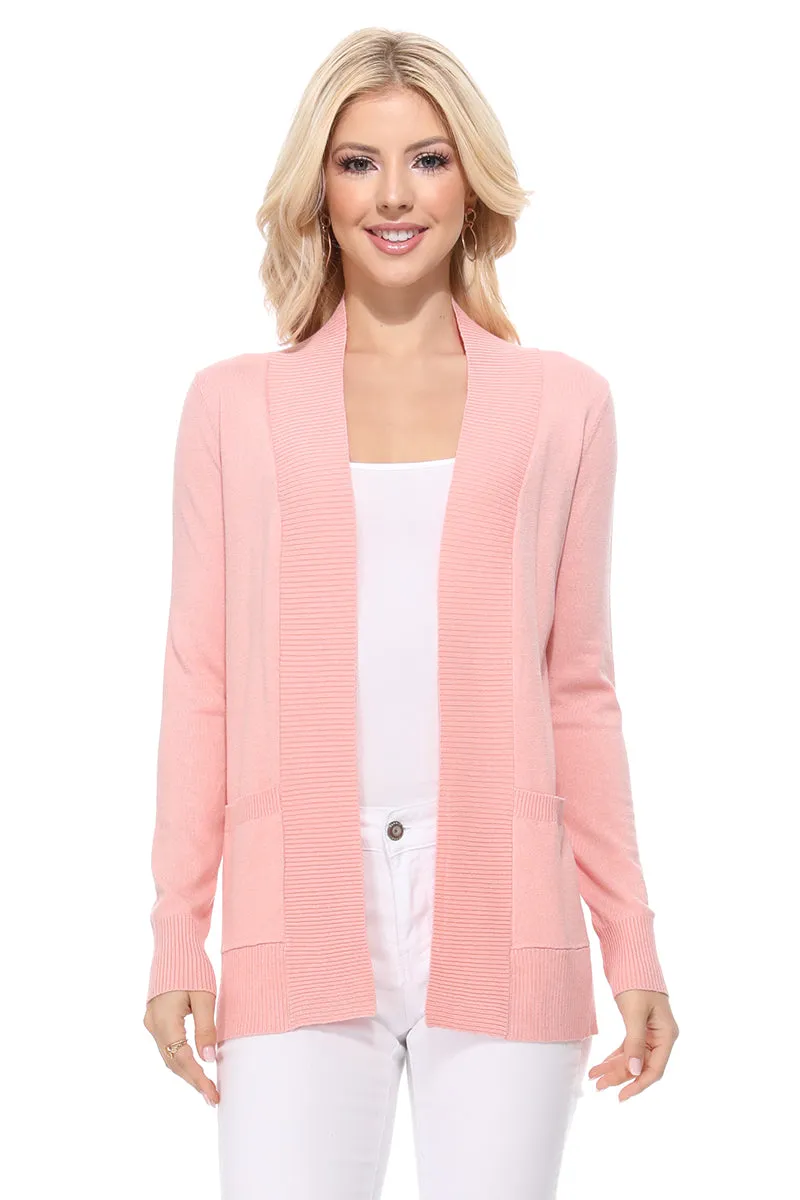 Long Sleeve Open Front Knit Shrug w/ Pocket Cardigan Sweater MK8558 (S-XL)