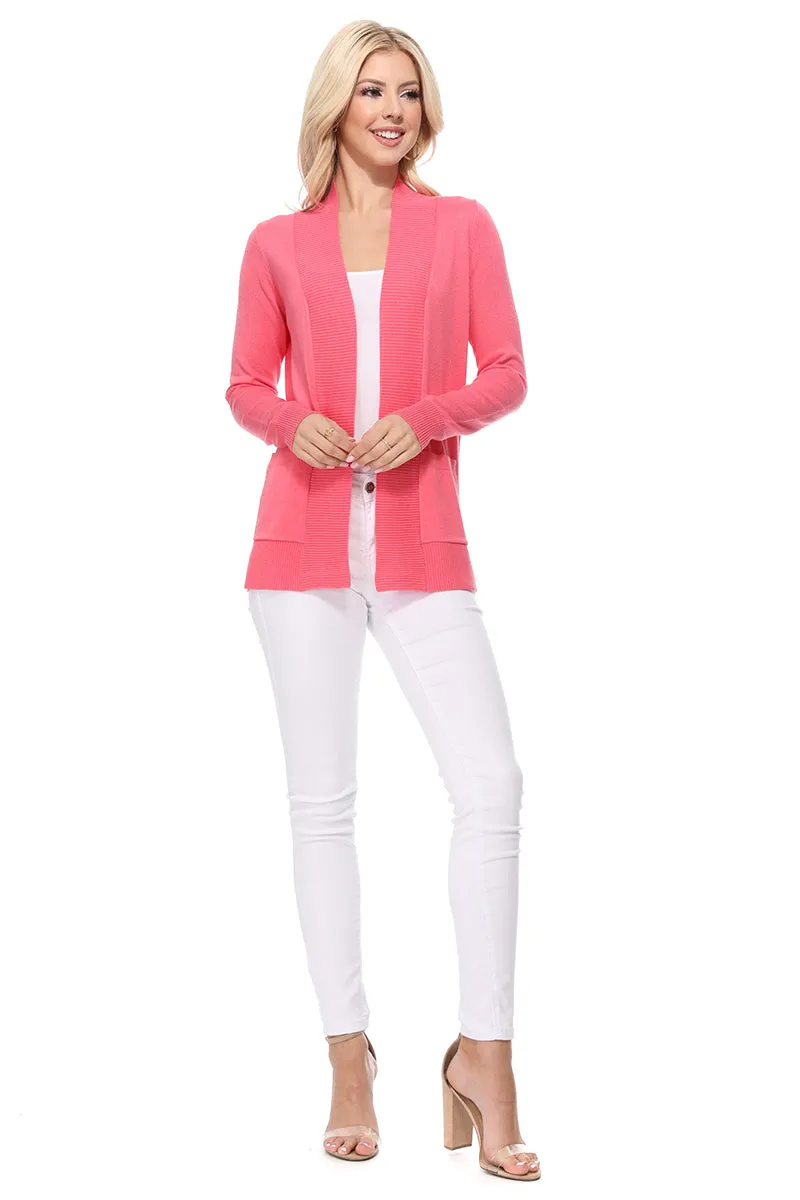 Long Sleeve Open Front Knit Shrug w/ Pocket Cardigan Sweater MK8558 (S-XL)