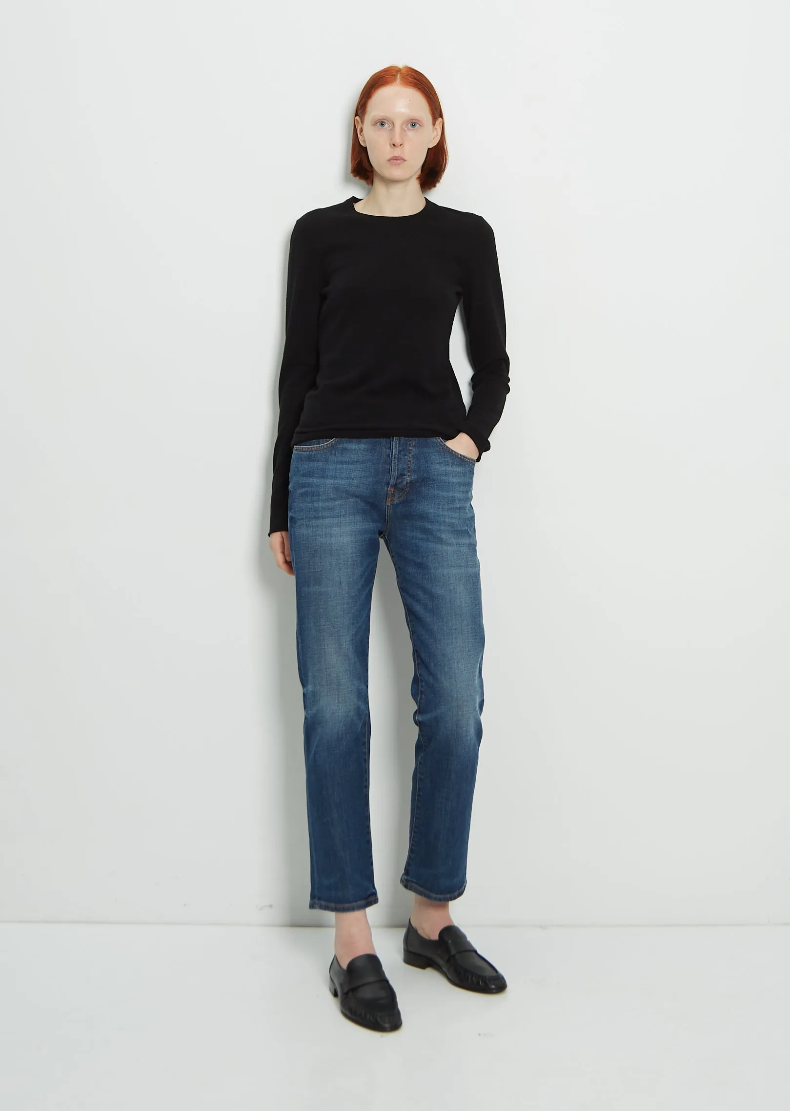 Merino Wool & Cashmere Skinny Crewneck