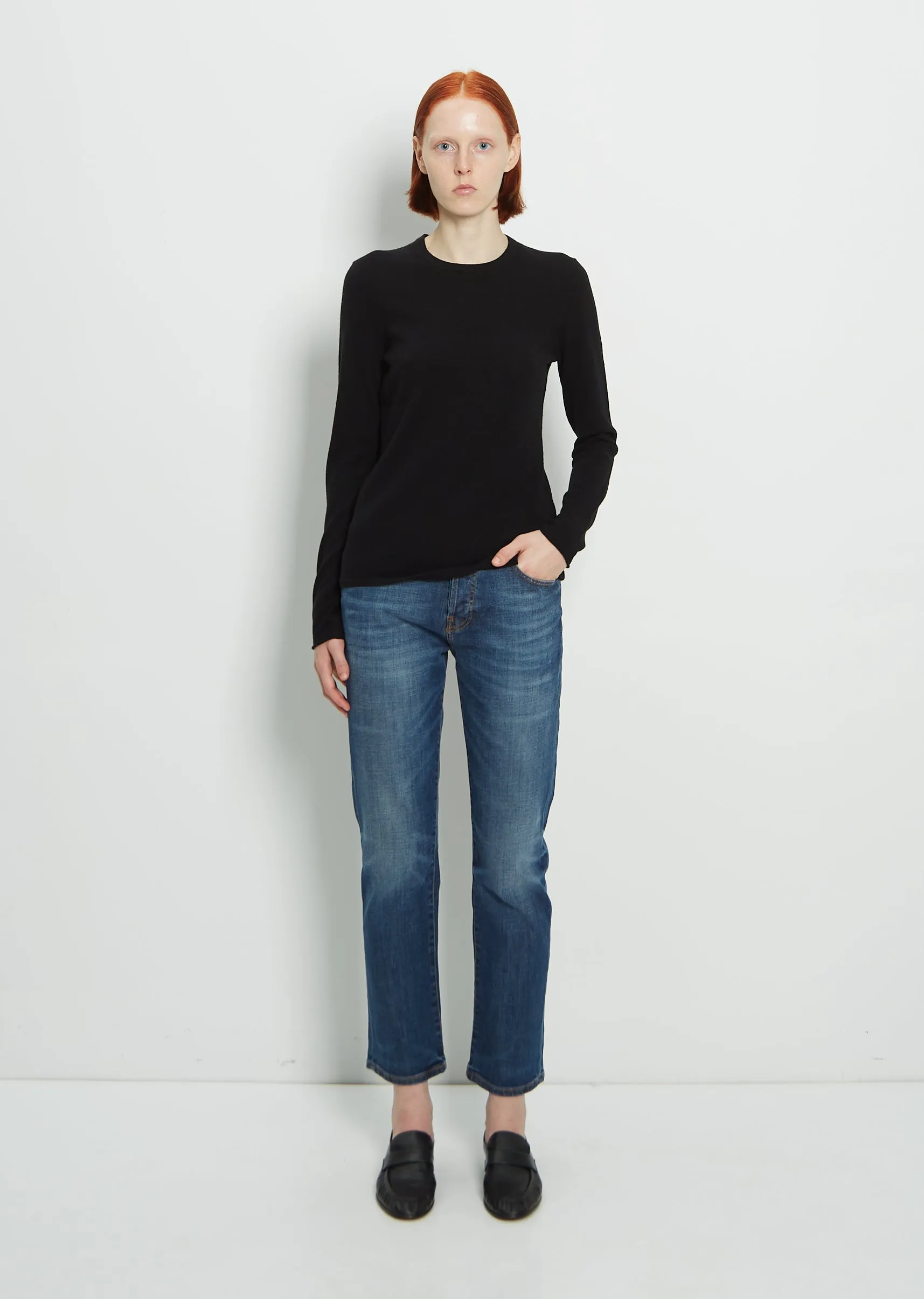 Merino Wool & Cashmere Skinny Crewneck