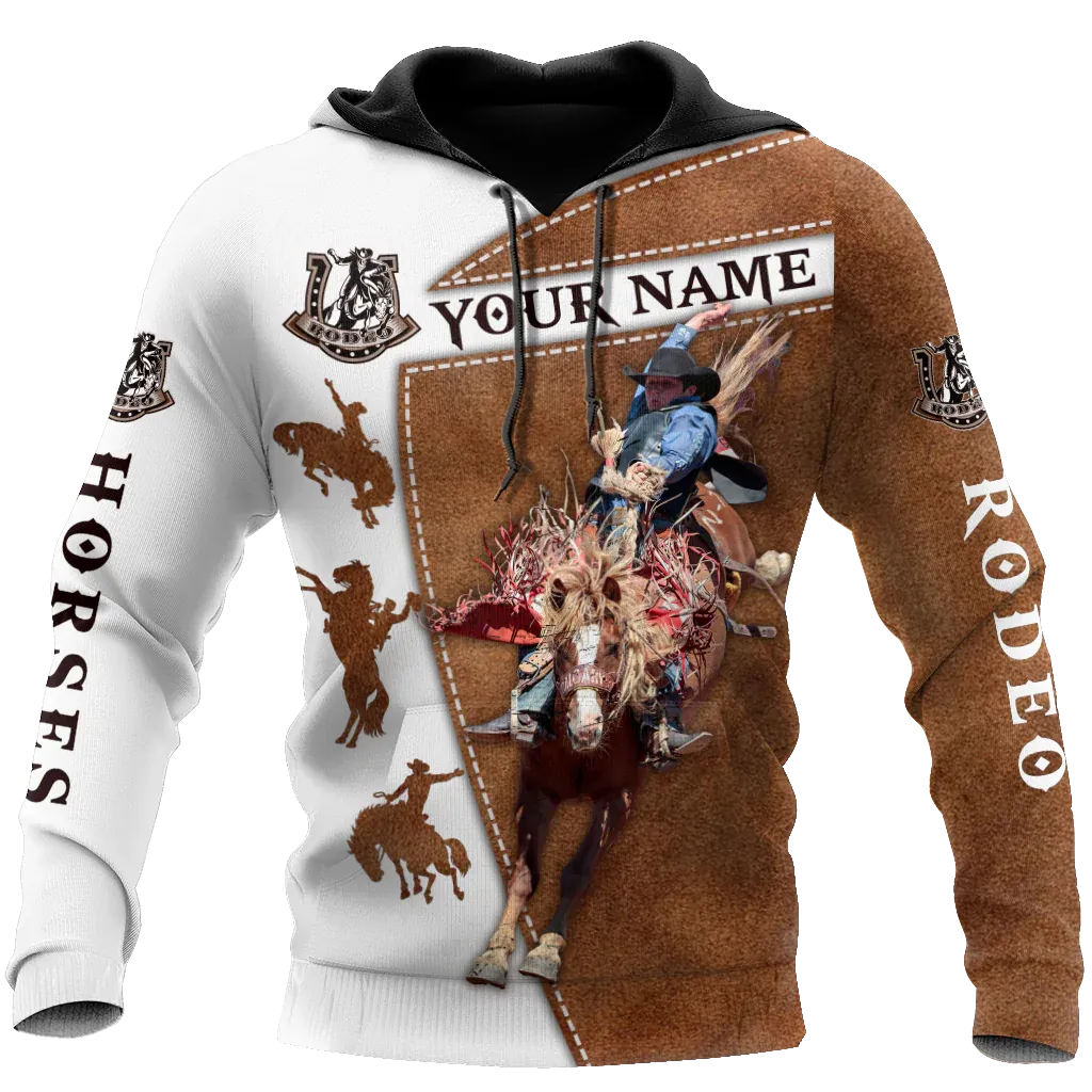 Personalized Name Rodeo Unisex Hoodie Bucking Horse Hoodies