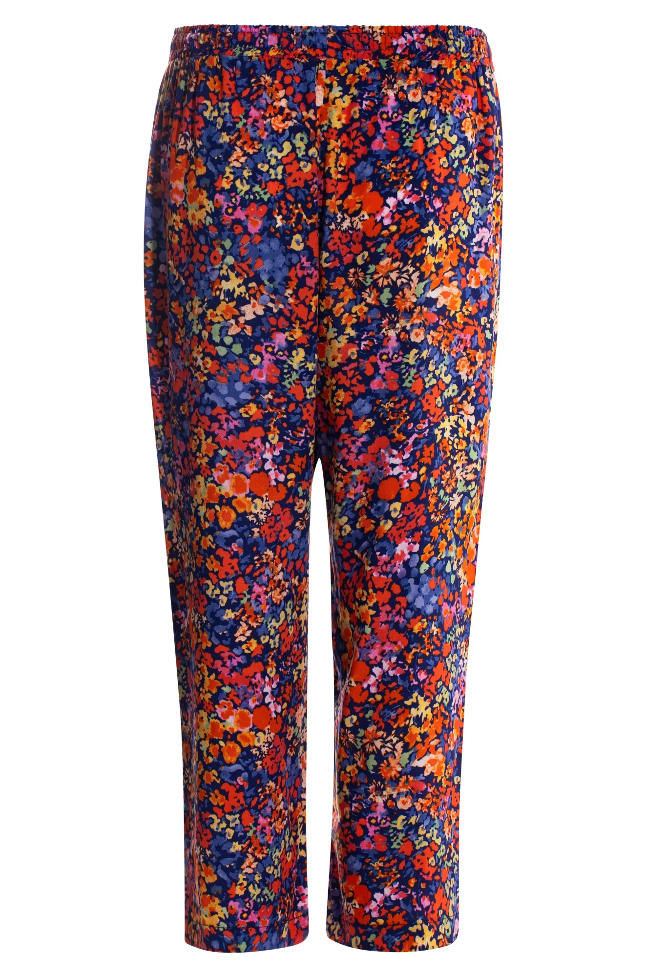 Printed Viscose Mid Calf Pants | Indigo Orange Grdn | 3369AR