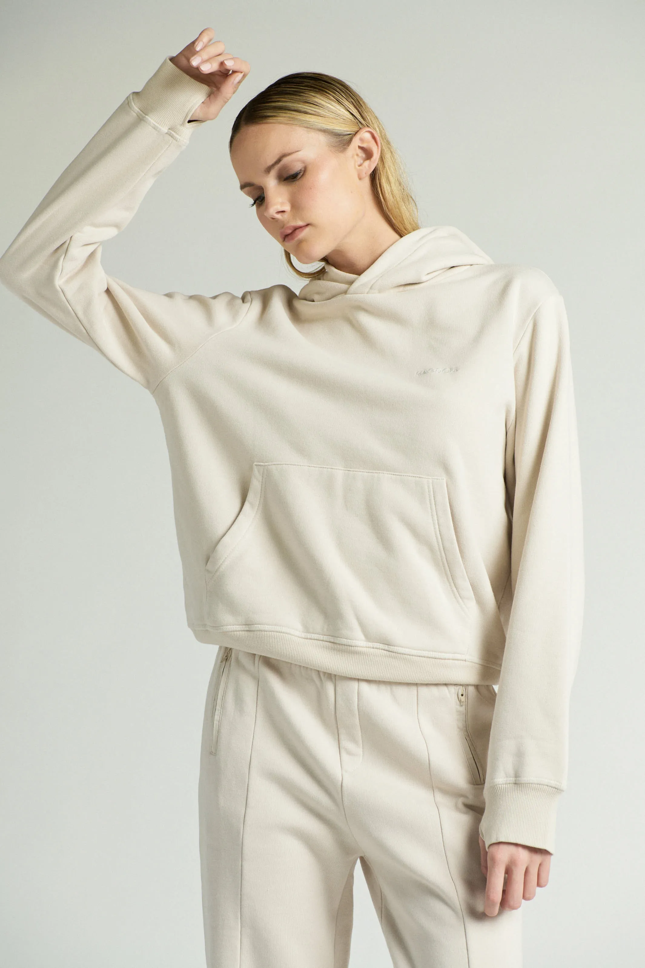 PULL ON HOODIE - BONE WHITE