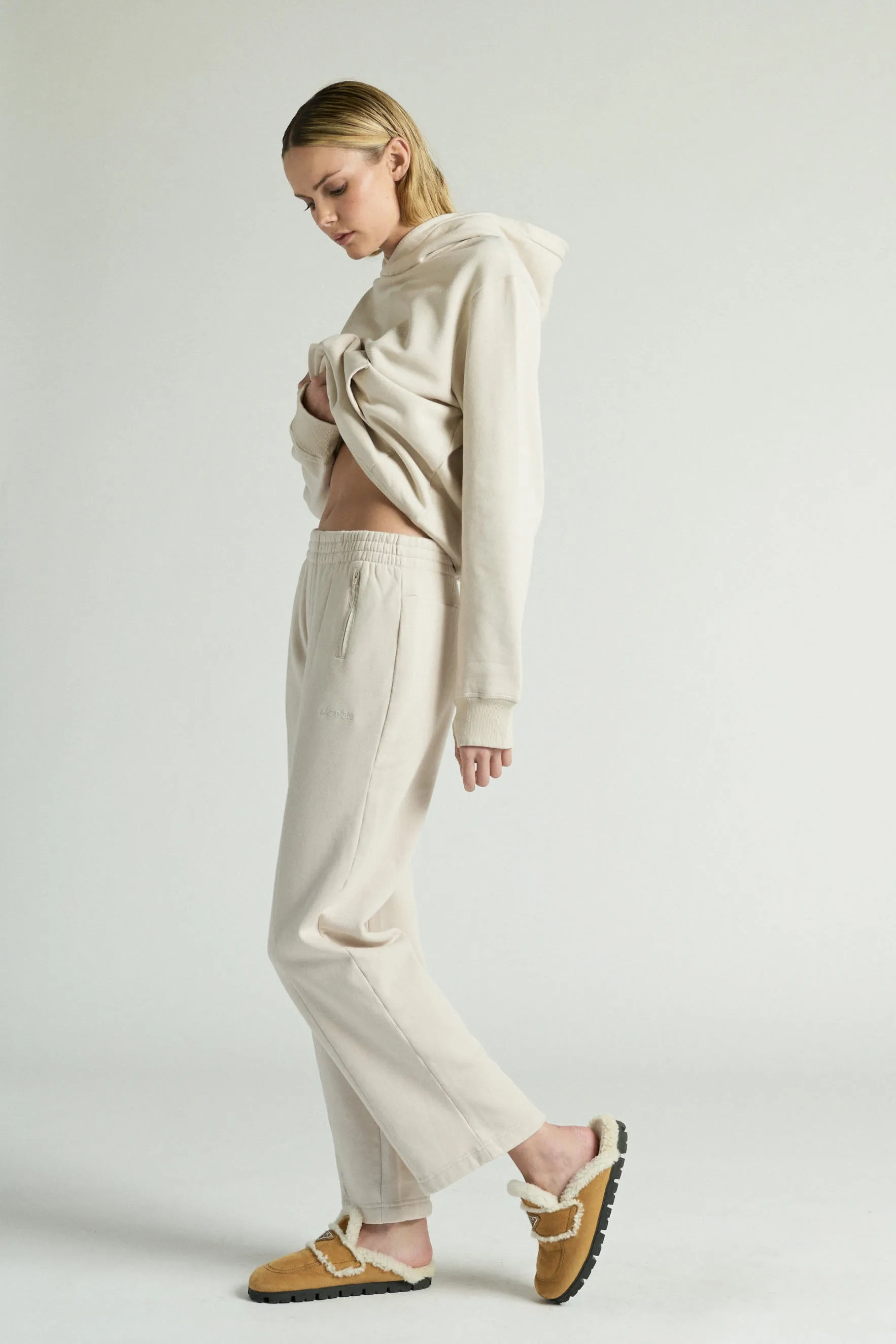 PULL ON HOODIE - BONE WHITE