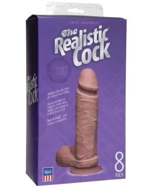 Realistic 8" Ultraskyn Cock w/Balls - Brown