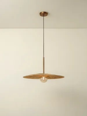 Ridotti - 1 light natural raffia and burnished brass pendant