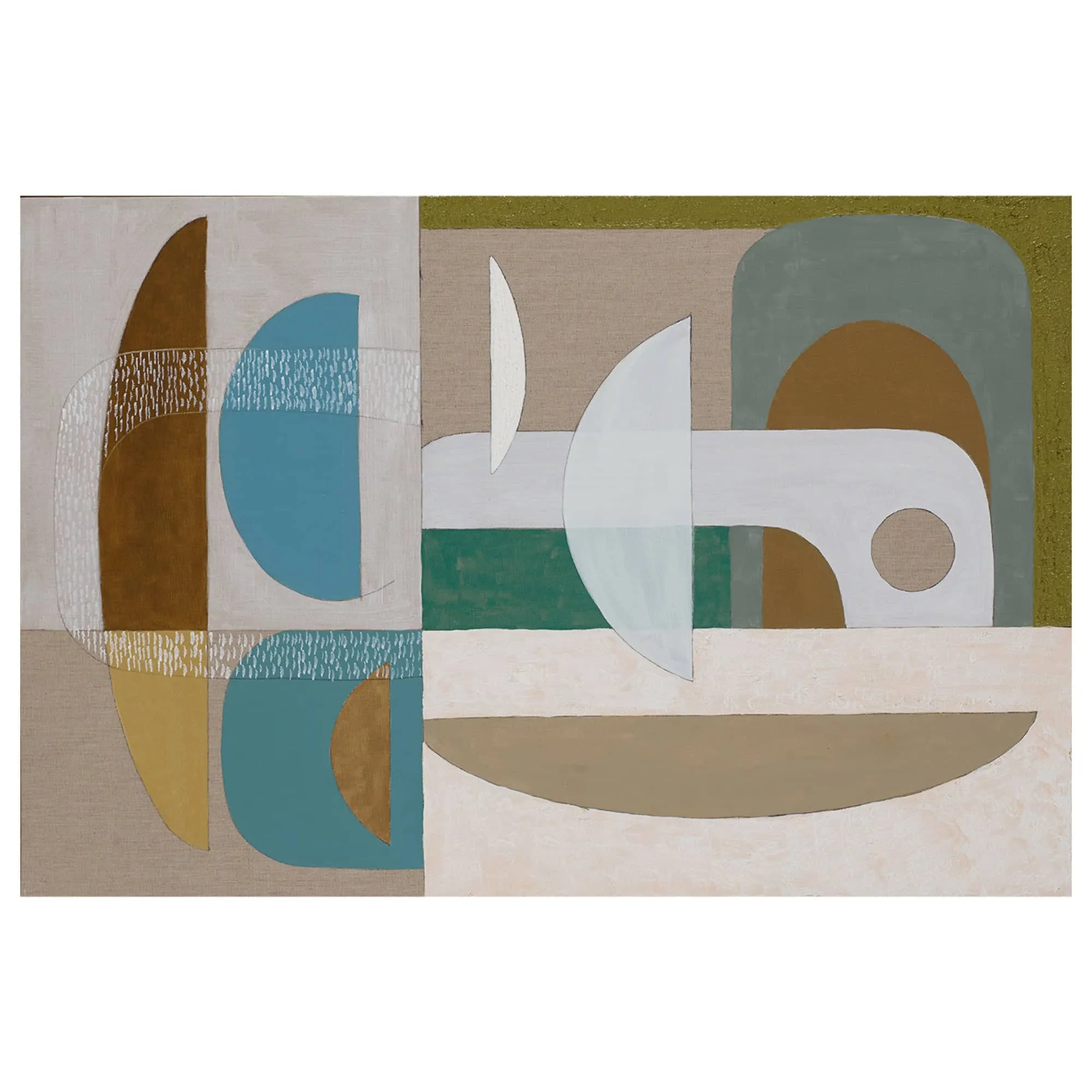 Stucco Glaucous Canvas Print 120cm x 80cm Oak Frame