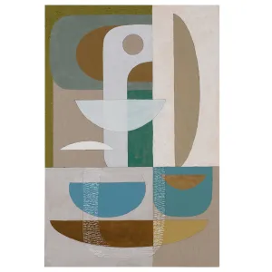 Stucco Glaucous Canvas Print 120cm x 80cm Oak Frame