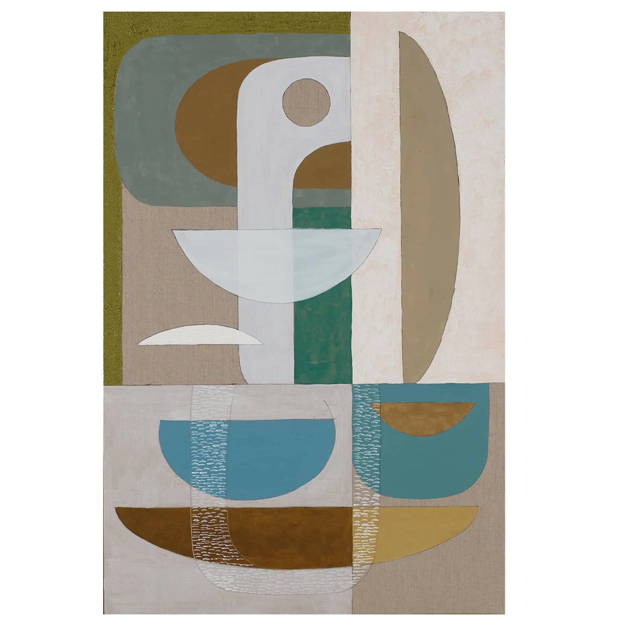 Stucco Glaucous Canvas Print 120cm x 80cm Oak Frame