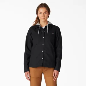 Women's Duck Hooded Shirt Jacket - Black